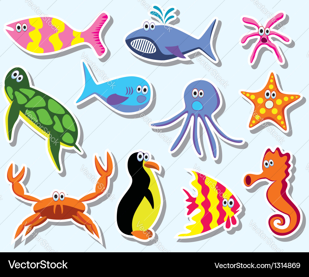 Sea animals Royalty Free Vector Image - VectorStock