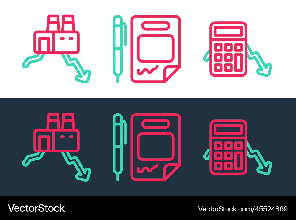 Set line calculation of expenses shutdown factory Set line calculation of expenses shutdown factory vector image