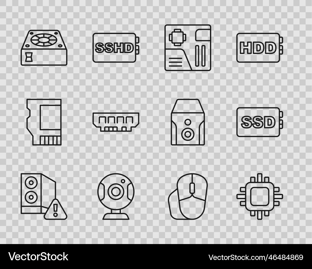 Set line case of computer processor with cpu Set line case of computer processor with cpu vector image