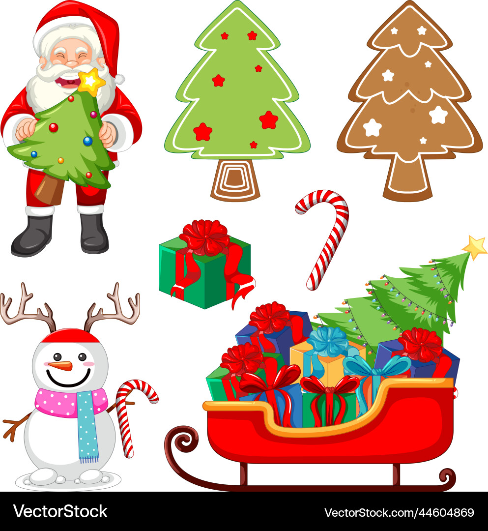 Set of christmas elements and objects Vector Image
