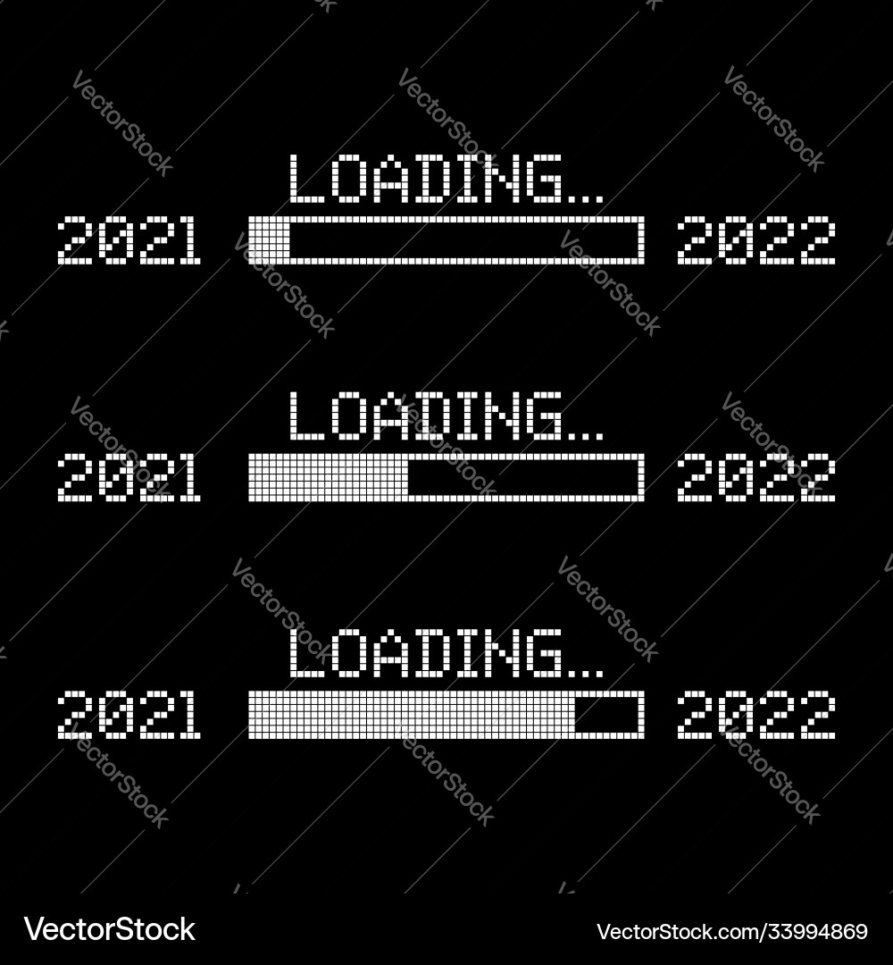 Set pixelated progress bar showing loading Set pixelated progress bar showing loading vector image
