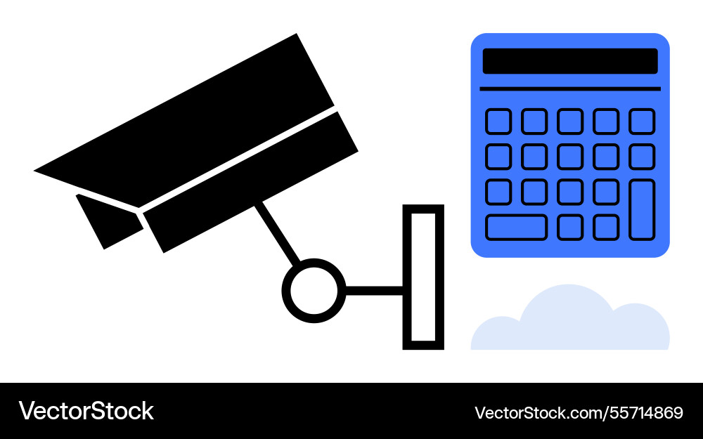 Surveillance camera monitoring cloud-based data Surveillance camera monitoring cloud-based data vector image