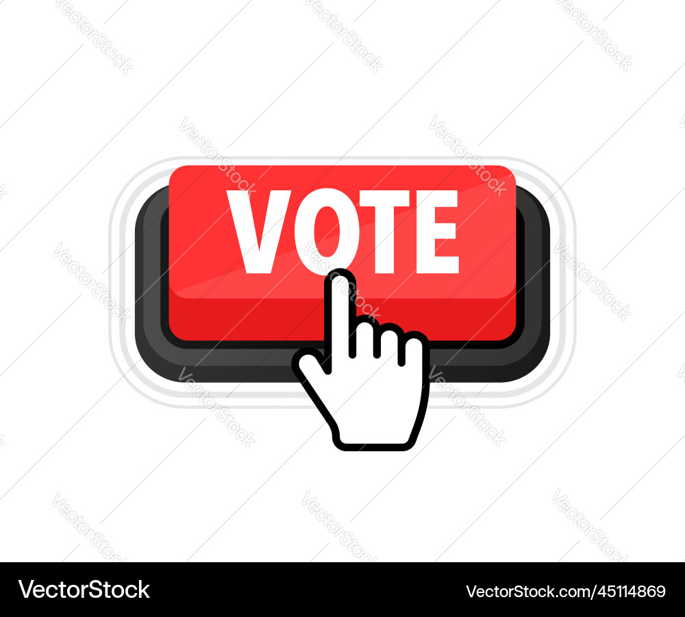 Vote button with cursor pointer click web Vote button with cursor pointer click web vector image