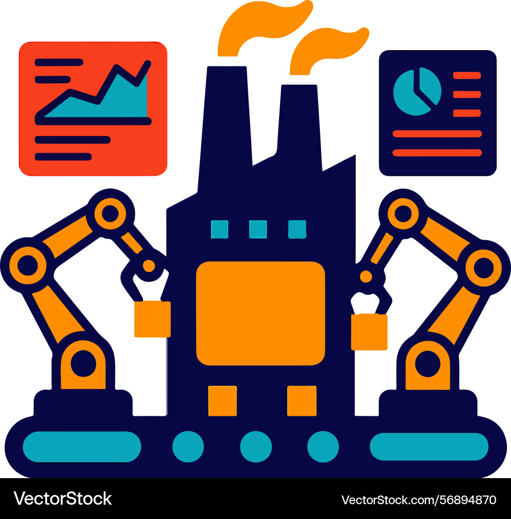 Ai-powered smart robotic factory automation vector image