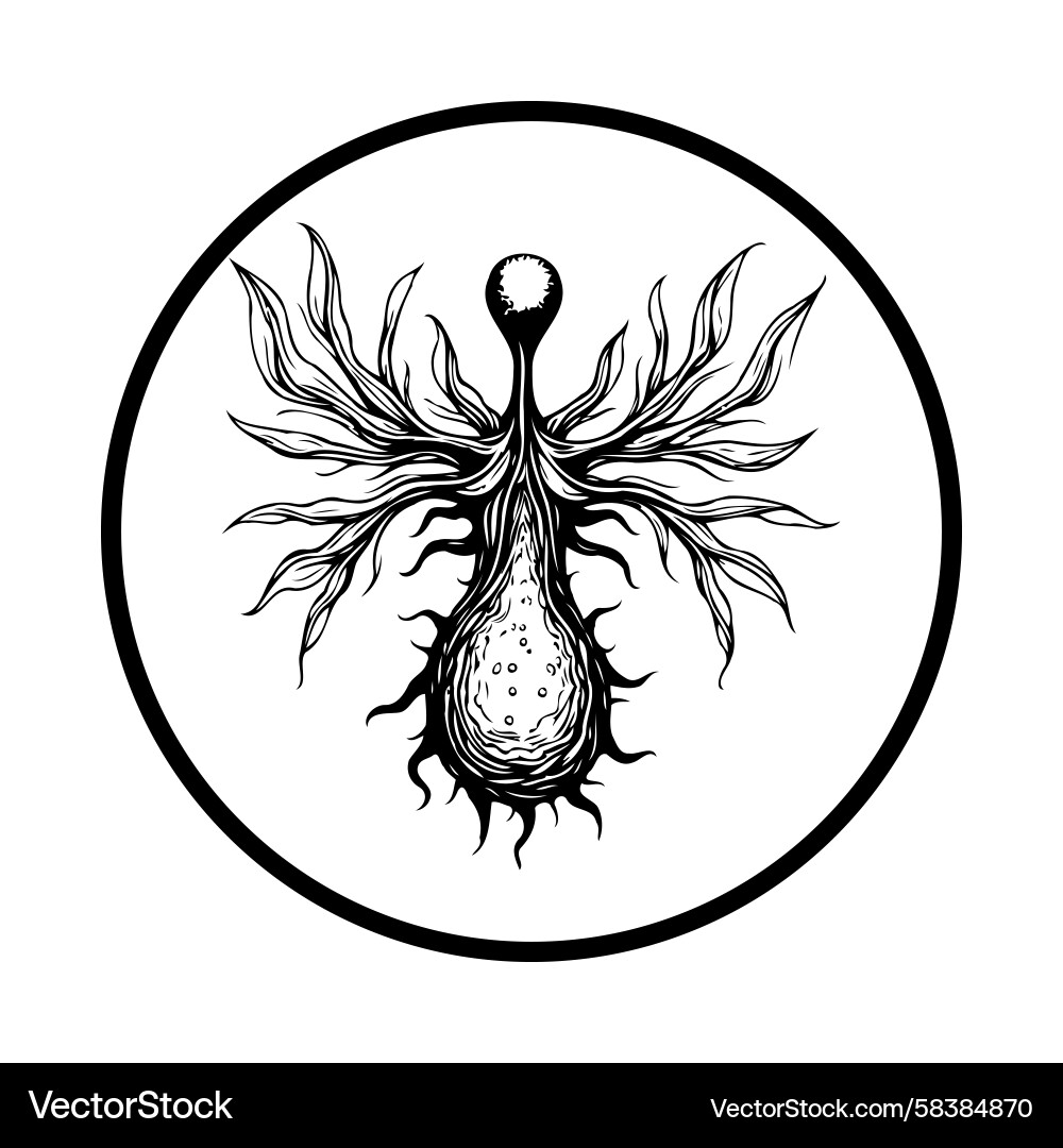 Botanical Circle Entity - Mystical Form Vector Image