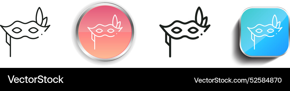 Carnival mask icon thin linear regular and button vector image
