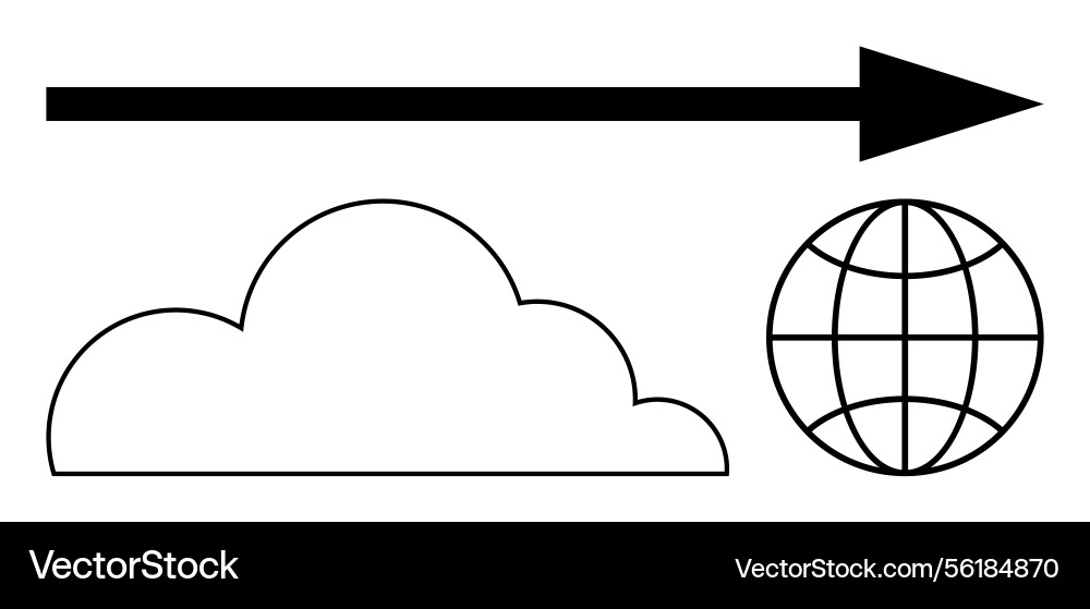Cloud to global connection with arrow Cloud to global connection with arrow vector image