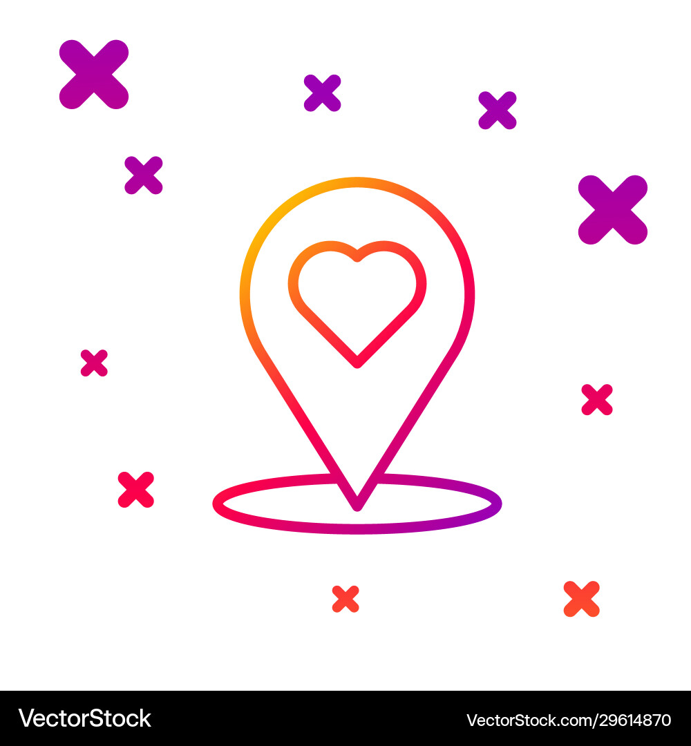 Color line map pointer with heart icon isolated Color line map pointer with heart icon isolated vector image
