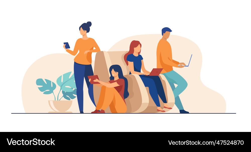 Digital Device Users Connecting vector image