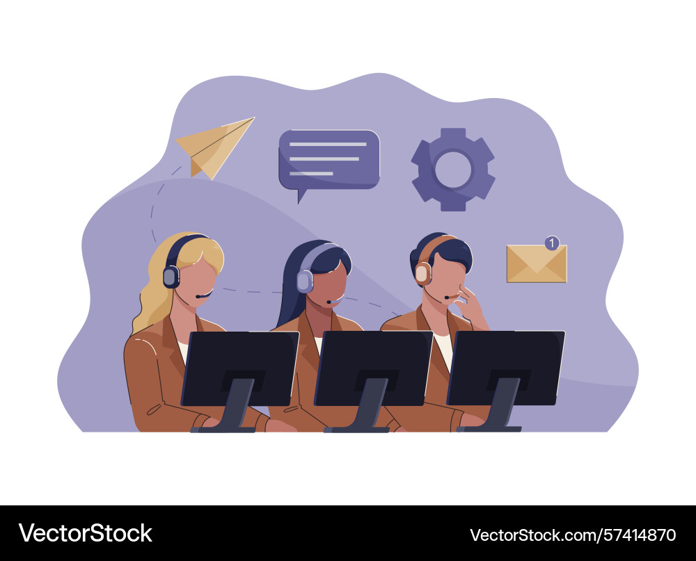 Group call center operators Vector Image