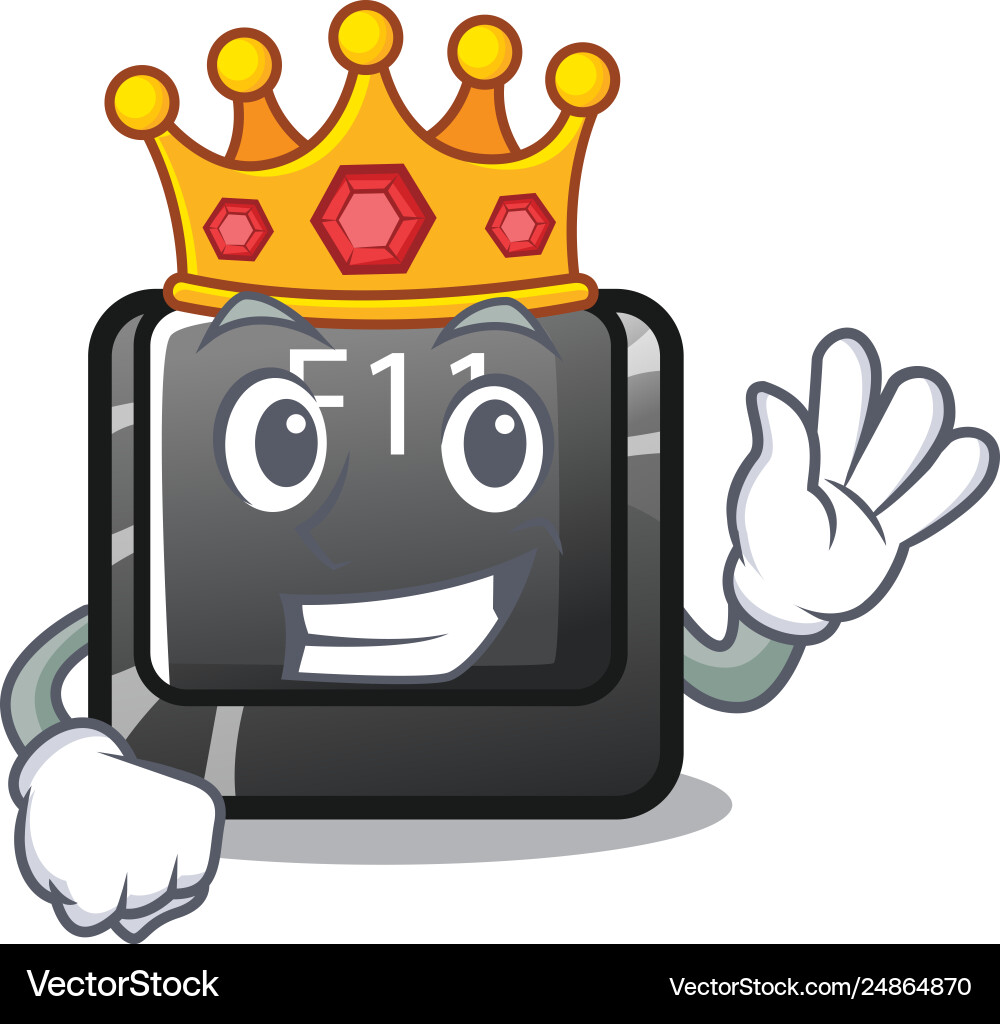 King button f11 on a cartoon computer King button f11 on a cartoon computer vector image