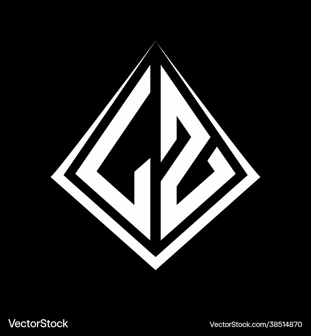 Lz logo letters monogram with prisma shape design vector image