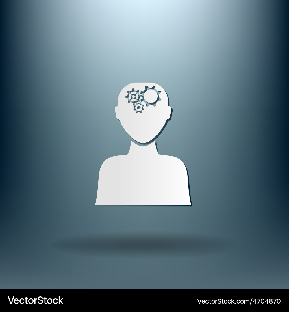 Man thinks the gears in head Vector Image