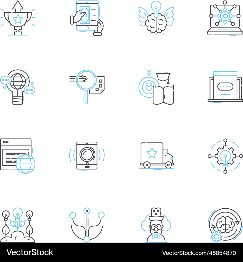Neural shots linear icons set brain neurons Neural shots linear icons set brain neurons vector image