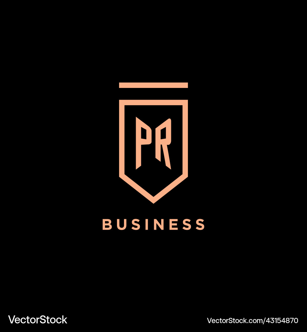 Pr monogram initial with shield logo design icon Vector Image