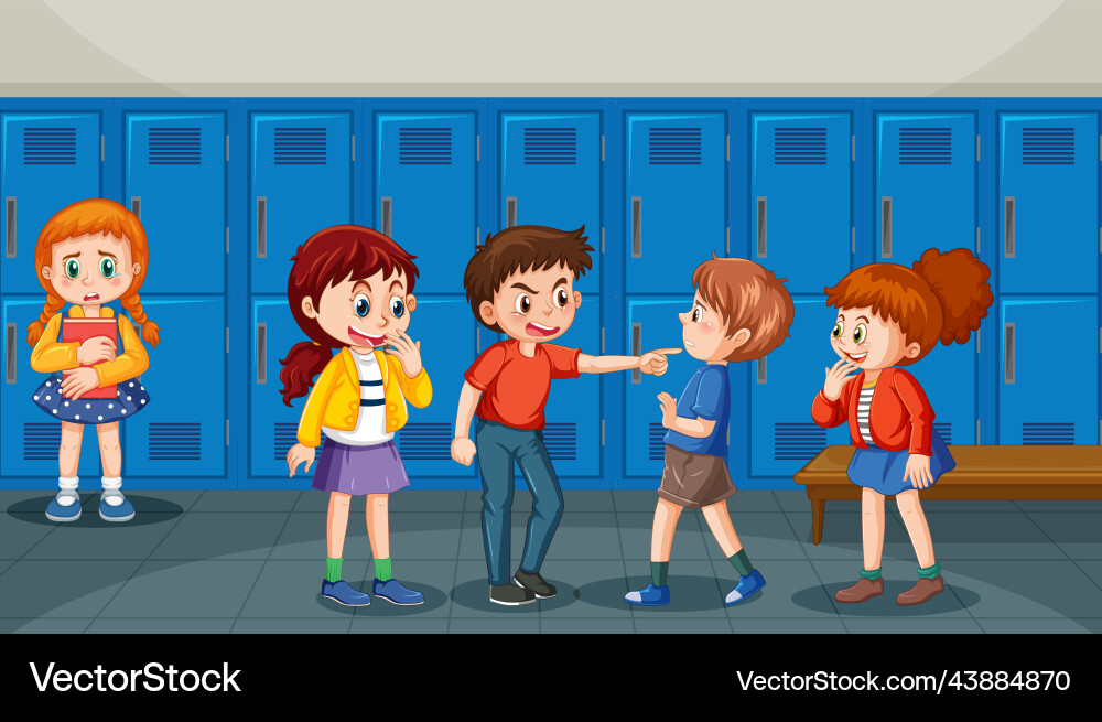 School bullying with student cartoon characters School bullying with student cartoon characters vector image
