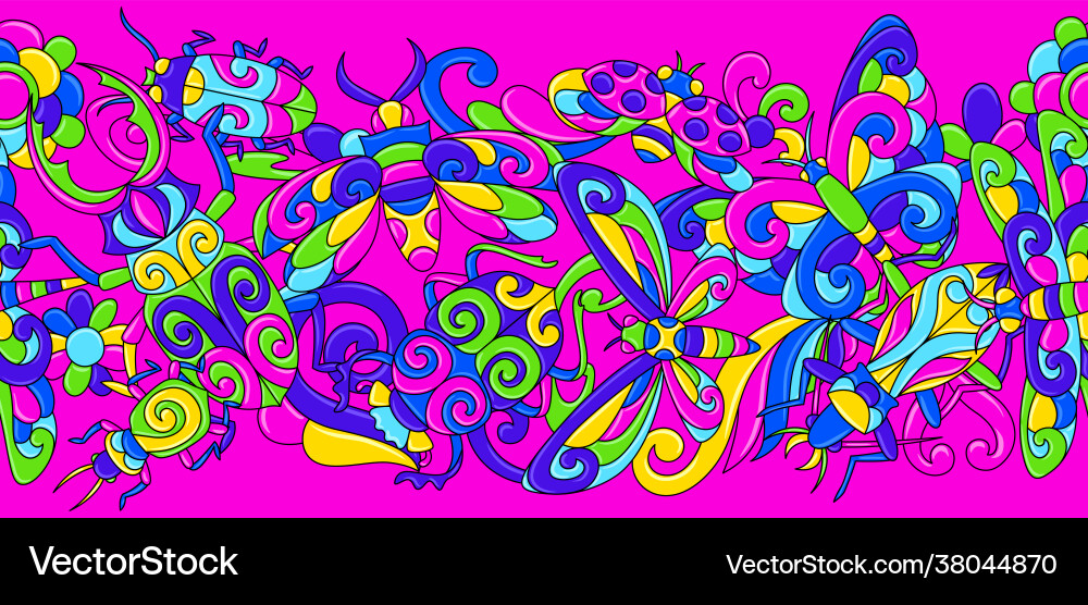 Seamless pattern with stylized bugs and insects Seamless pattern with stylized bugs and insects vector image