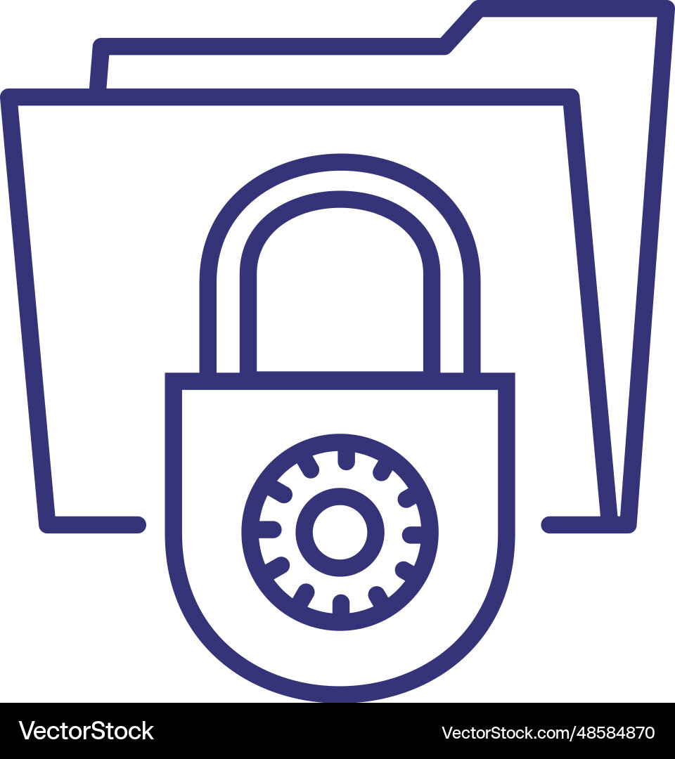 Secure data folder line icon Secure data folder line icon vector image