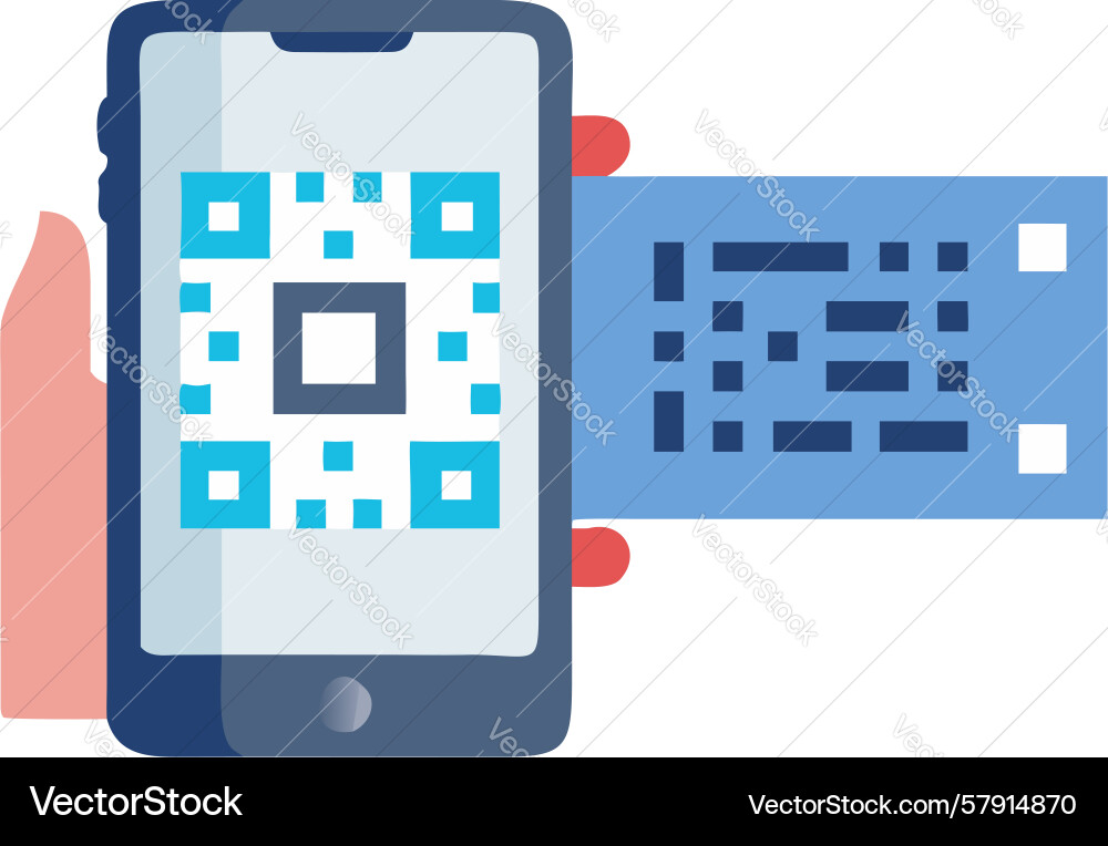Smartphone qr code generation mobile data sharing vector image
