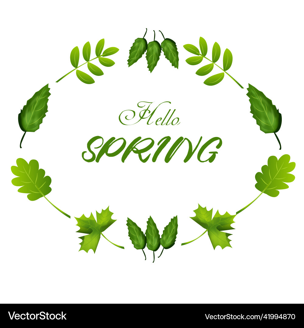 Spring leaves frame and border Spring leaves frame and border Vector Image