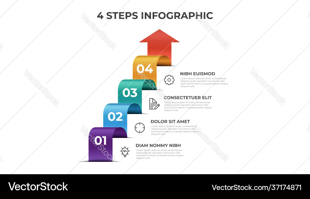 4 stairs steps infographic element template Vector Image
