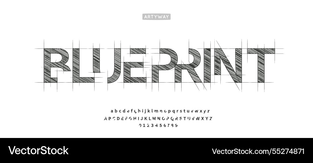 Architectural project font technical draw style Architectural project font technical draw style vector image