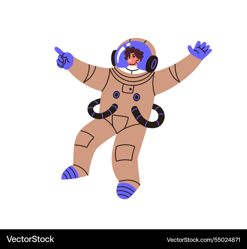 Astronaut in spacesuit pointing with finger shows Astronaut in spacesuit pointing with finger shows vector image