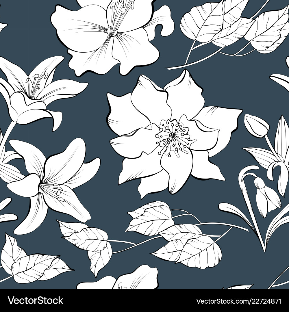 Botanical Sketch Pattern Vector Image