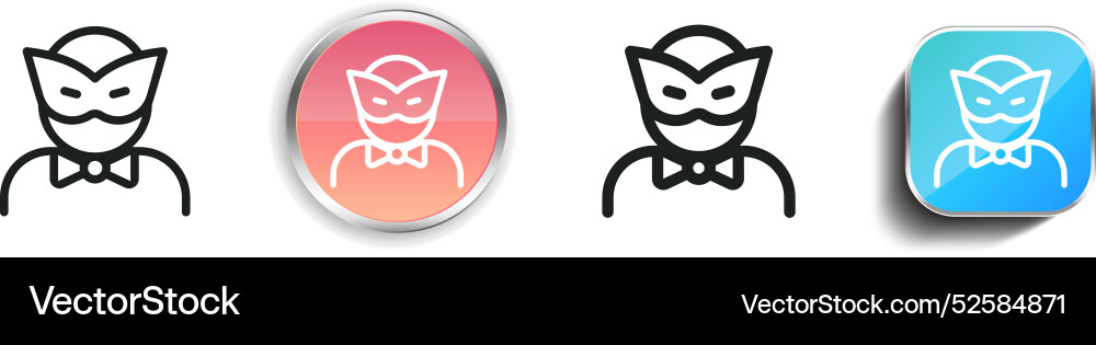 Carnival mask icon thin linear regular and button vector image