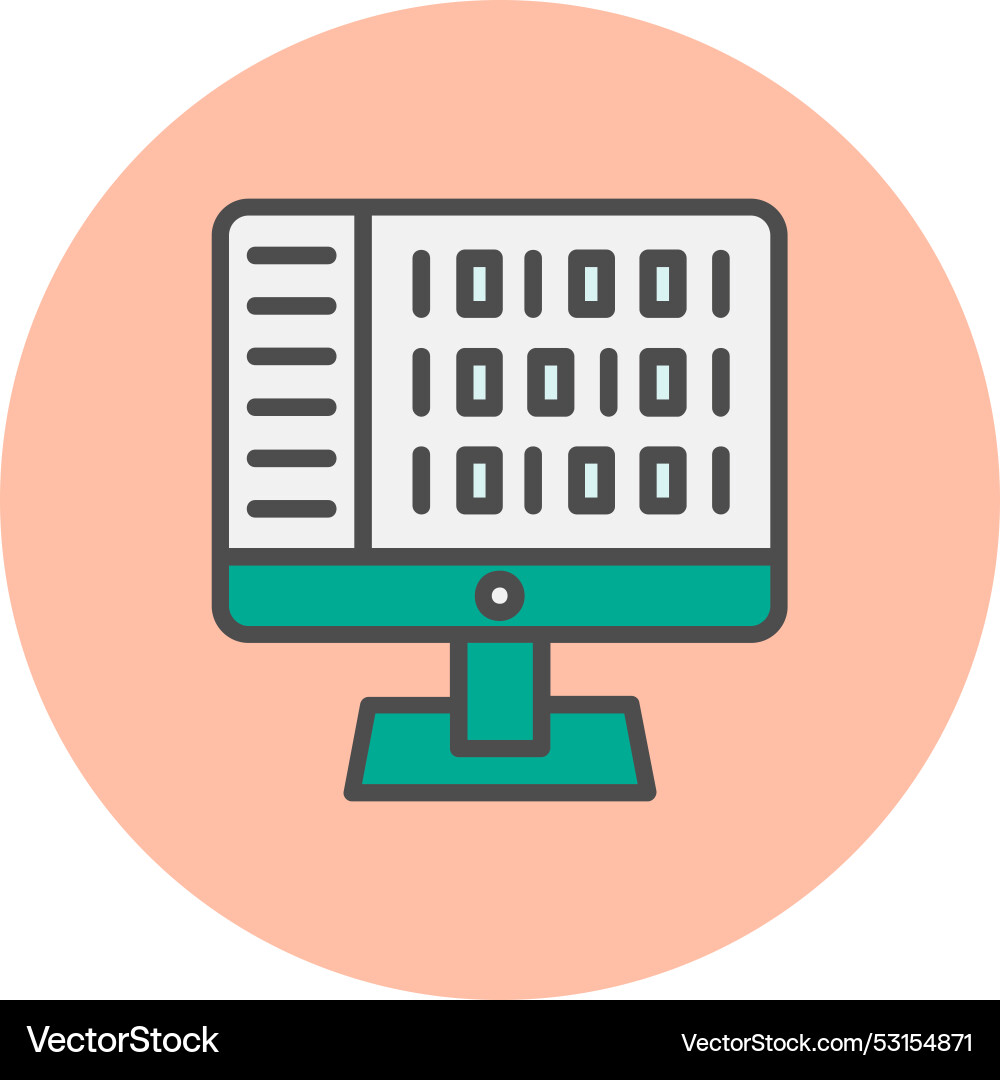 Coding line filled circle icon vector image