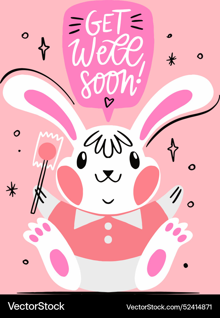 Get well soon message with rabbit Vector Image