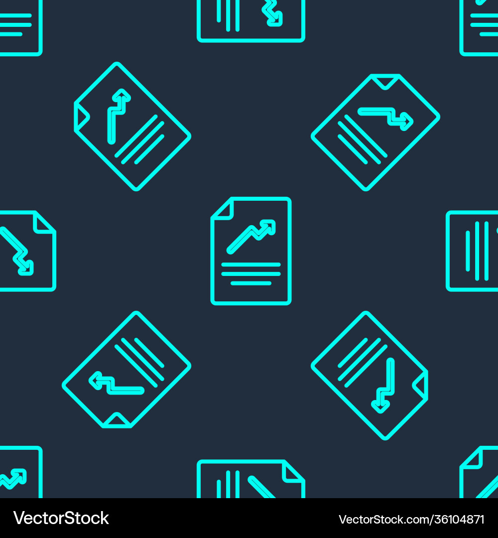 Green line document with graph chart icon isolated vector image