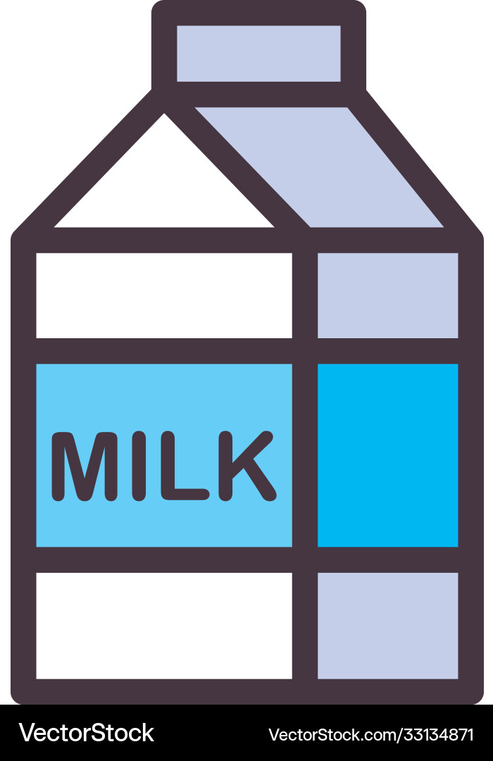 Milk box line and fill style icon design Vector Image