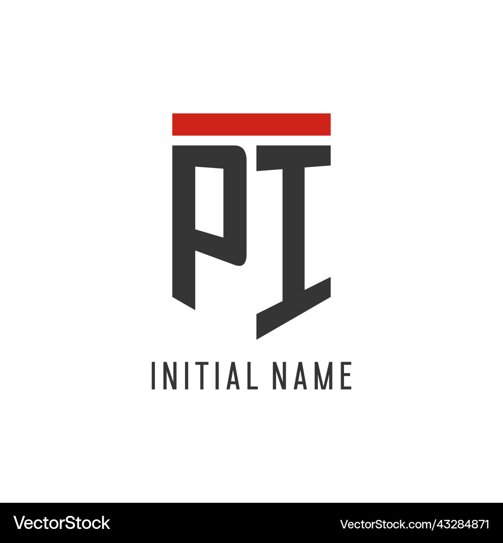 Pi initial esport logo with simple shield design Vector Image