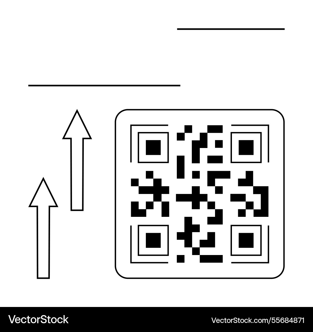 Qr code with upward arrows representing growth vector image
