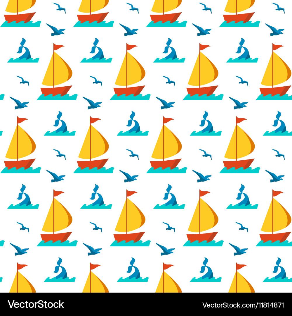 Seamless patterns nautical elements vector image