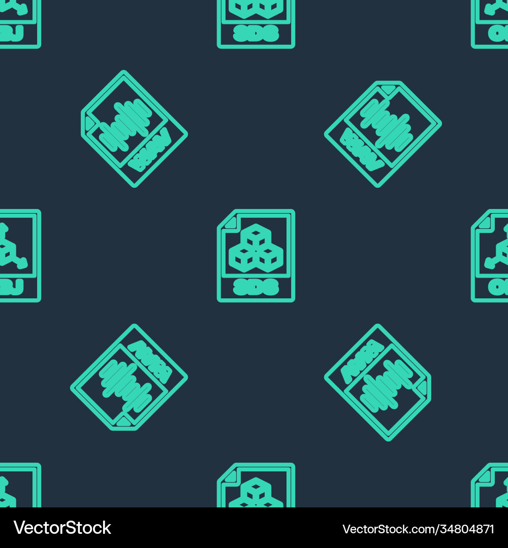 Set line 3ds file document wav and obj Vector Image