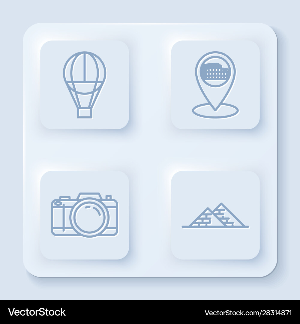 Set line hot air balloon map pointer Set line hot air balloon map pointer vector image