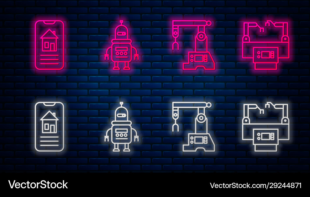 Set line robot assembly smart home Set line robot assembly smart home vector image