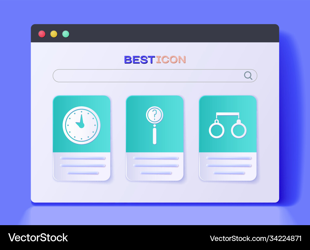 Set magnifying glass with search clock Set magnifying glass with search clock Vector Image