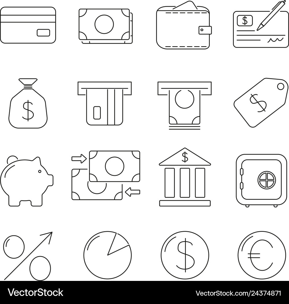 Set of icons in line style everything you need Set of icons in line style everything you need vector image