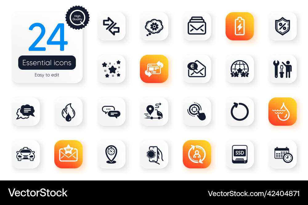 Set of technology flat icons user info timer Set of technology flat icons user info timer vector image