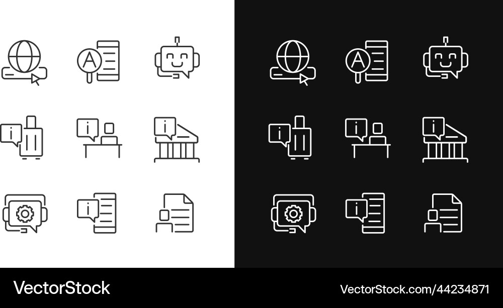 Technical support pixel perfect linear icons set Technical support pixel perfect linear icons set vector image