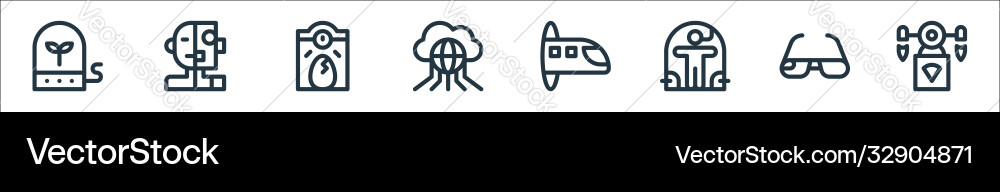 Technology future line icons linear set vector image