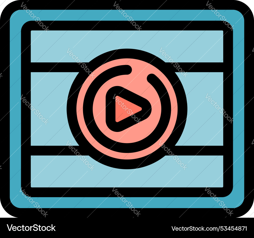Video player interface with play button showing Video player interface with play button showing vector image