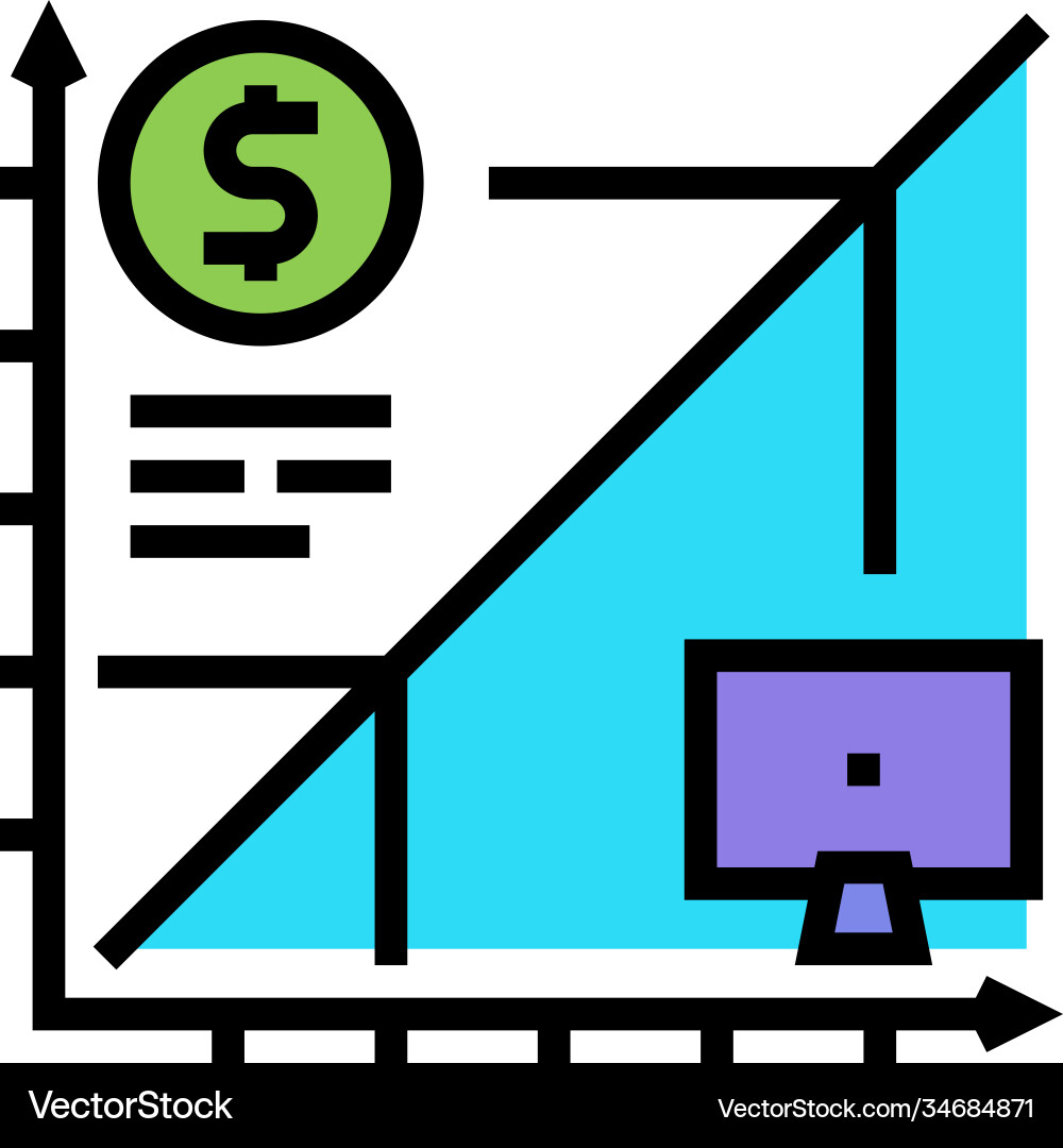 Working time with computer color icon Working time with computer color icon vector image