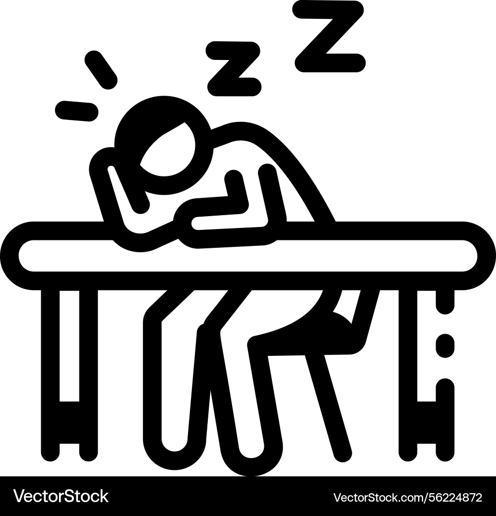 A student sleeping in class linear style icon vector image