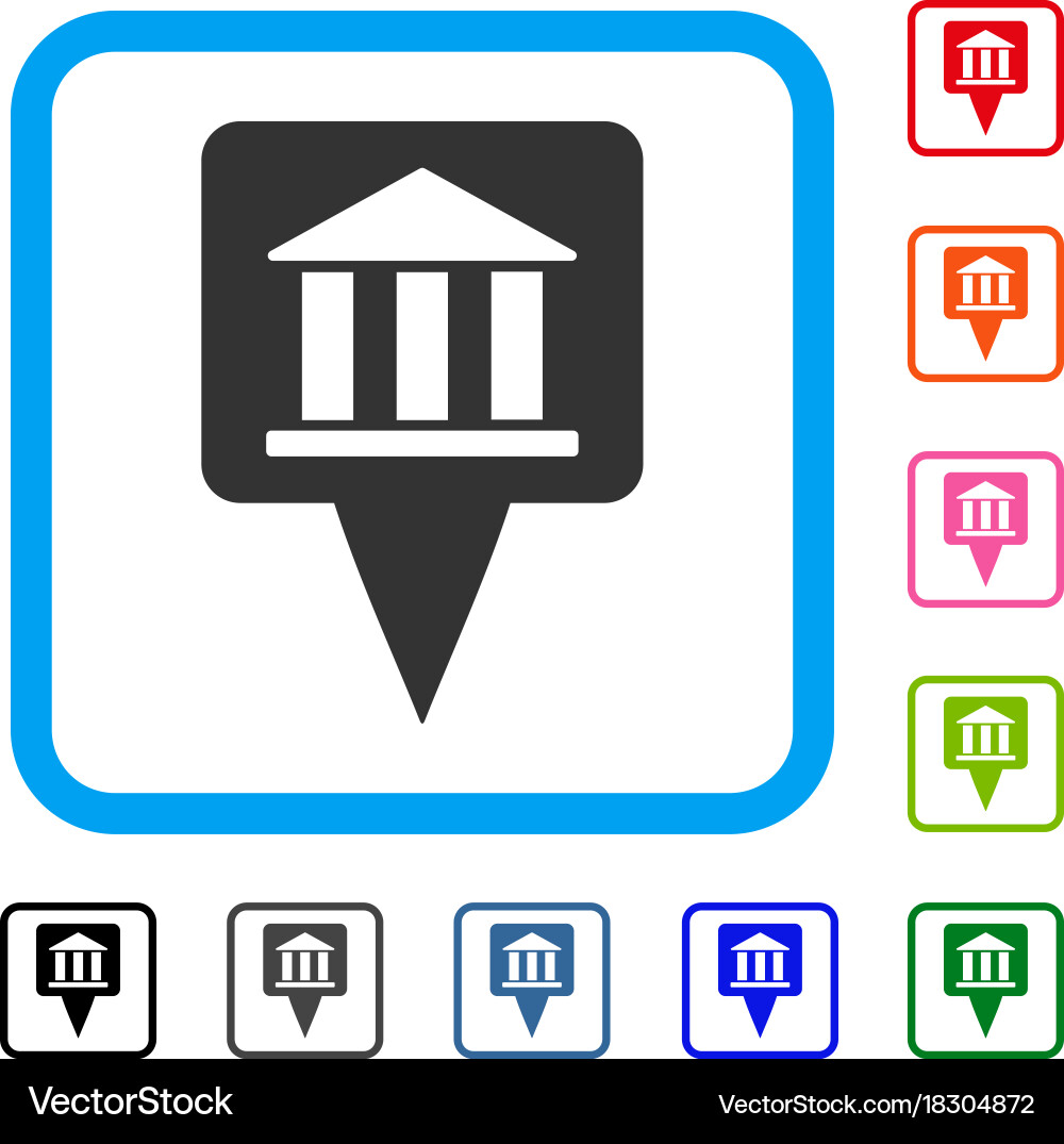 Bank building pointer framed icon Vector Image