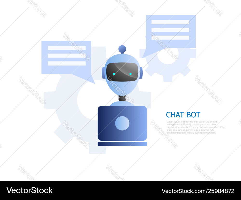 Chat bot concept robot use laptop to chatting Chat bot concept robot use laptop to chatting vector image