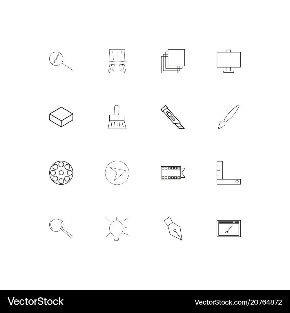 Creative process and design linear thin icons set vector image